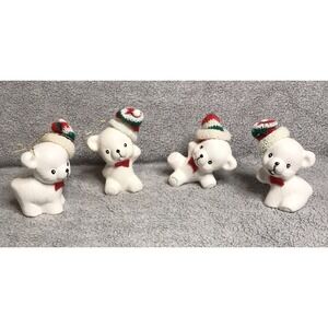 Vintage Christmas Around The World Snow Bear Ornaments W/Box Set of 4 54012